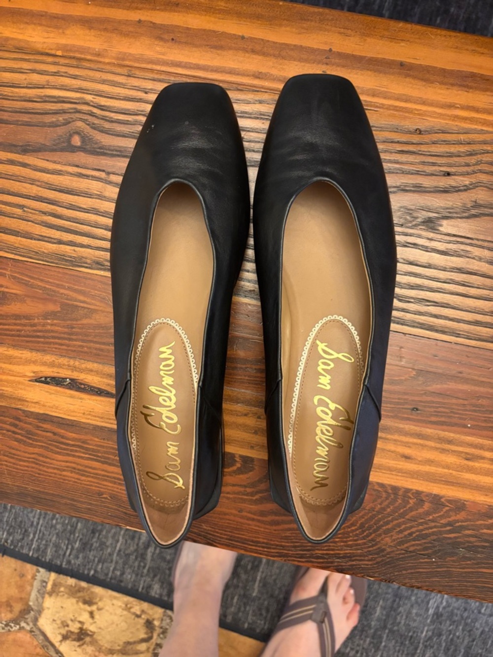 Sam Edelman Kasey Black Leather Square-Toe Flat - Picture 6 of 8